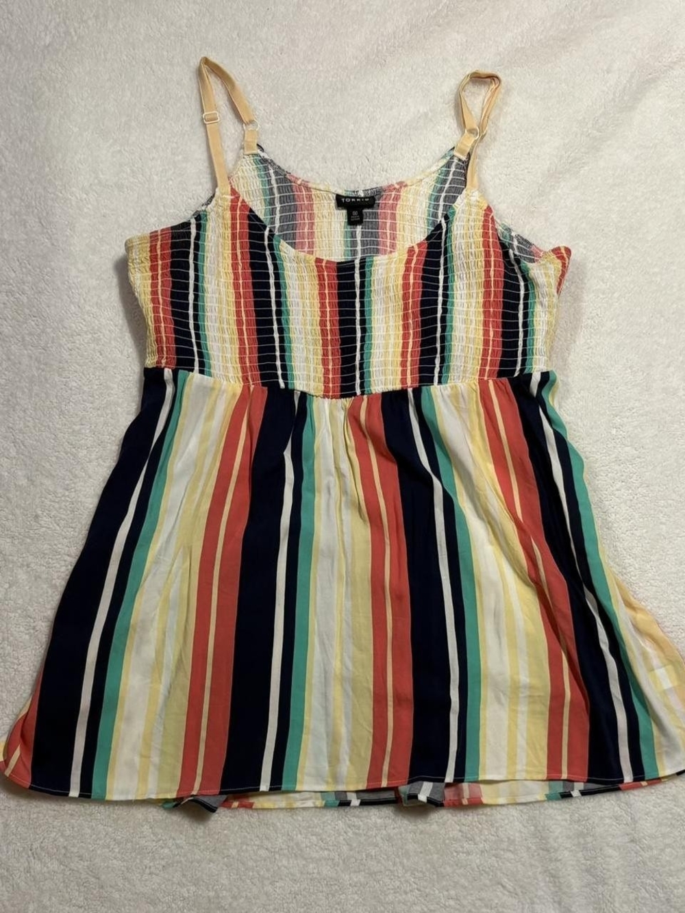 torrid Multicolor Striped Smocked Tank Top